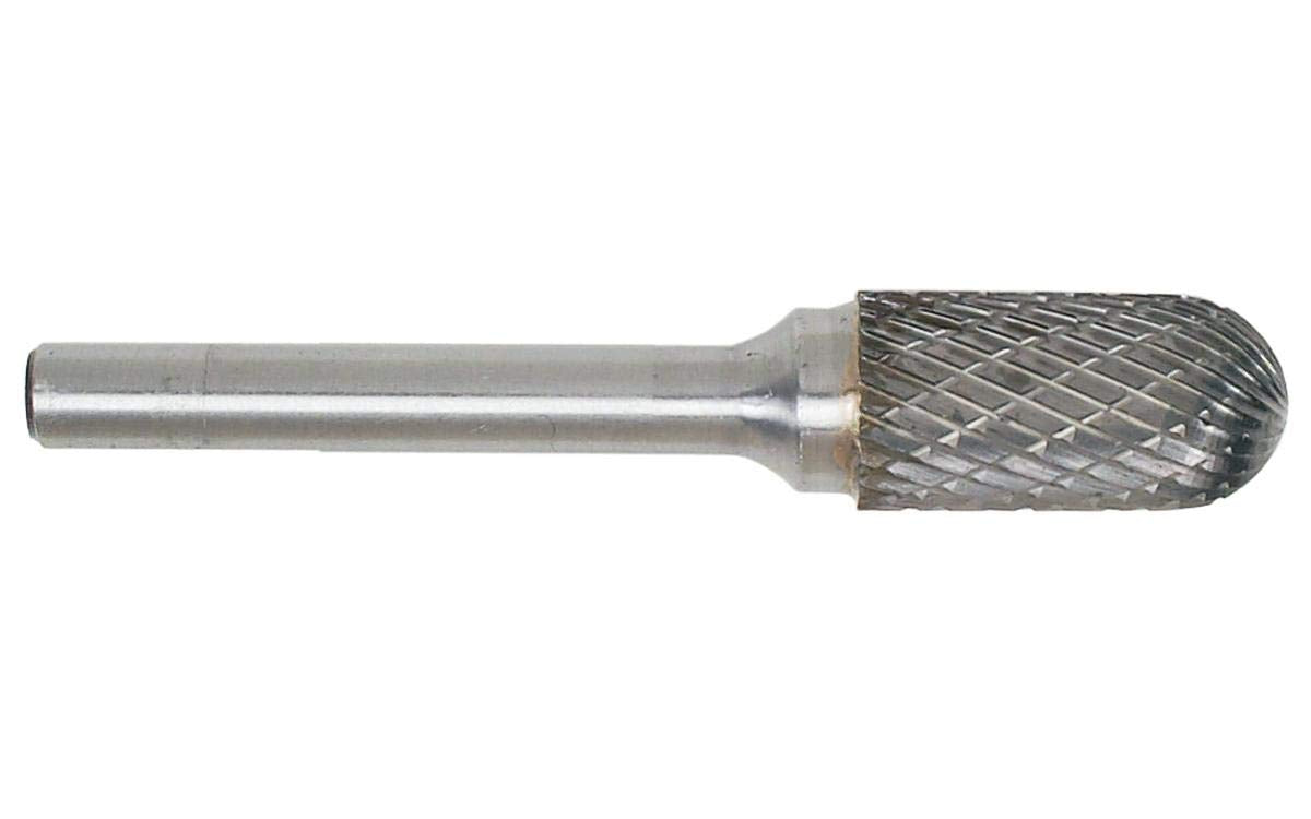 01V040 Carbide Bur 7/16 inX1in Double Cut Round Nose Bur with .25in Shank