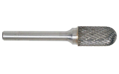 01V040 Carbide Bur 7/16 inX1in Double Cut Round Nose Bur with .25in Shank