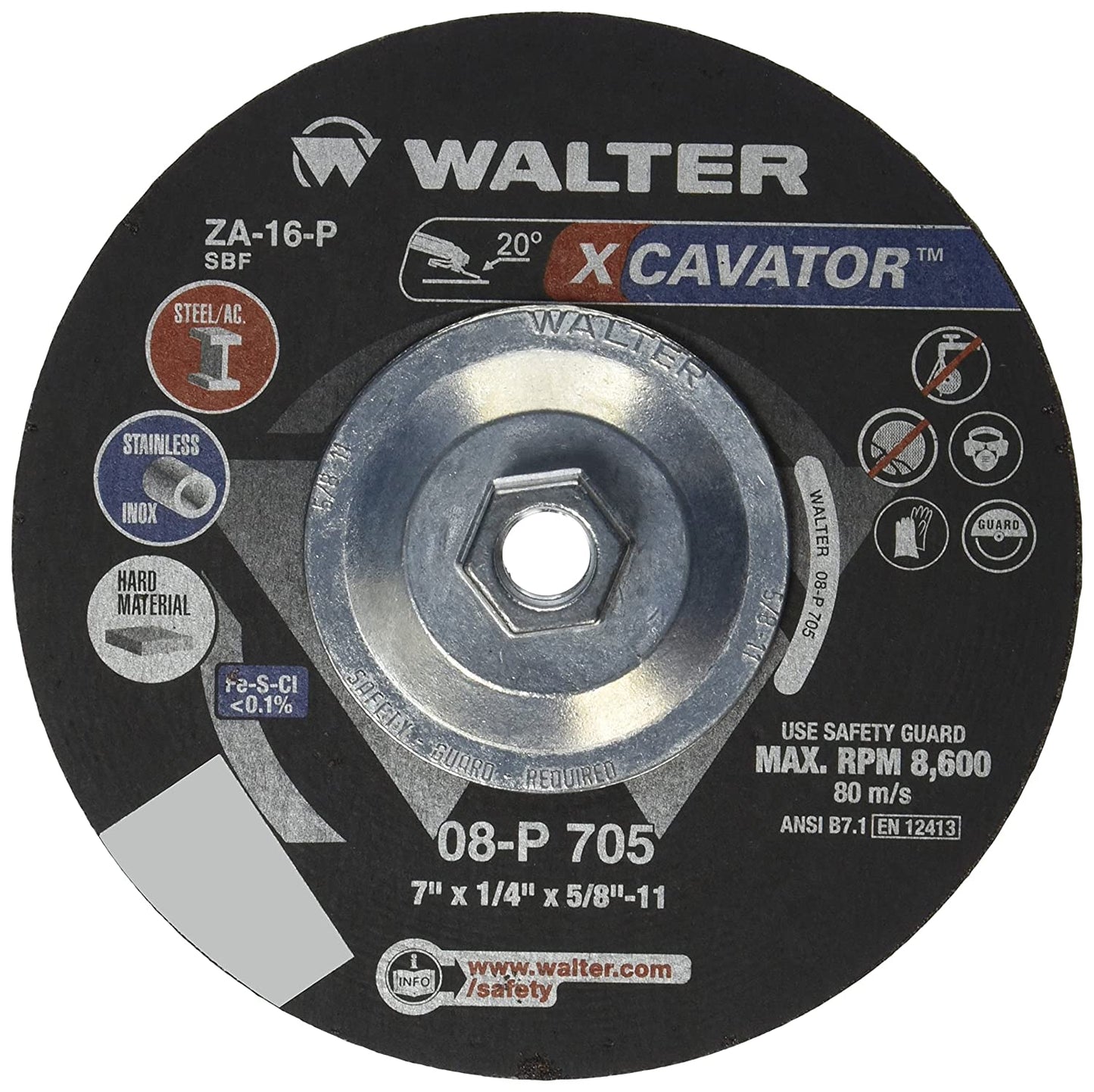 08P455 XCAVATOR Grinding Wheel - [Pack of 10] A-16-P Grit, 4-1/2 in