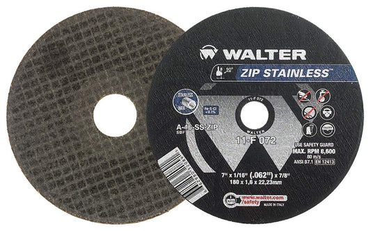 11F072 ZIP Stainless Cutoff Wheel - [Pack of 25] 46 Grit, Type 1, 7 in.