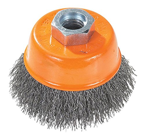 13D300 Crimped Wire Cup Brush - 3 in. Carbon Steel Brush with M10 x 1.25