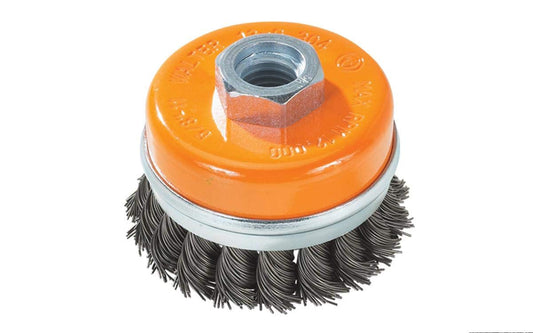 13G302 Knot Twisted Wire Cup Brush - 3 in. Carbon Steel Brush