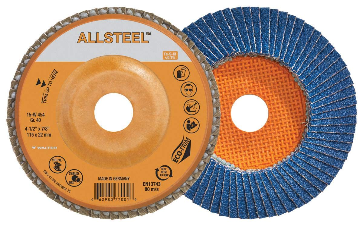 15W508 ALLSTEEL Flap Discs - [Pack of 10] 80 Grit, 5 in. Abrasive Disc