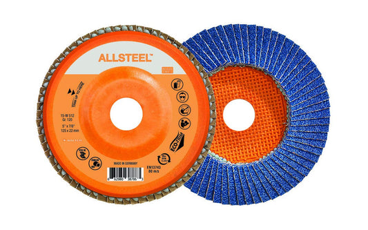 15W512 ALLSTEEL Flap Disc [Pack of 10] - 120 Grit, 5 in. Grinding Disc